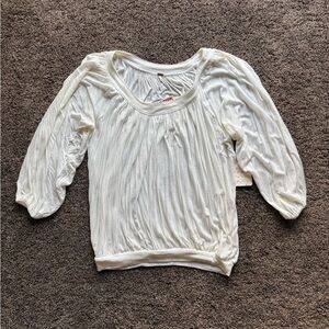 Free People Cream Ruched 3/4 Sleeve Blouse XS NWT